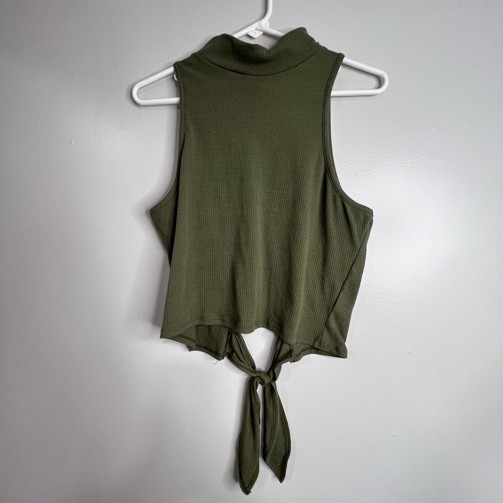 Olive High Neck Crop Top with open back - New, never worn